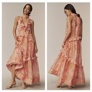 chinese dress ladies Gridded Organza Tiered Maxi Dress  English Factory